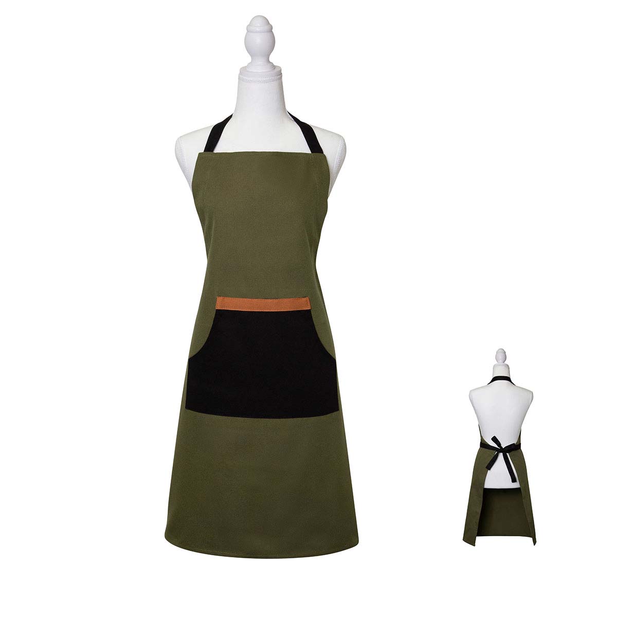 J Elliot Home Selby Cotton Apron 83 x 68 cm Olive & Black Tristar Online