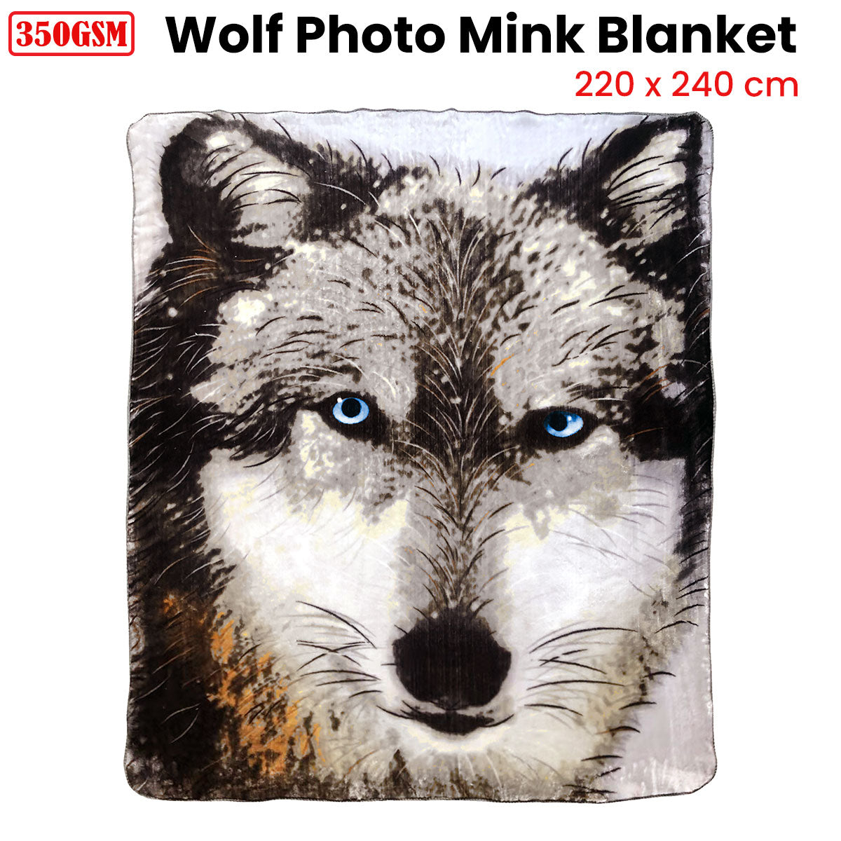 J.Elliot Home 350gsm Wolf Photo Mink Blanket Tristar Online