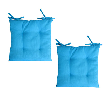 Set of 2 Outdoor Polyester Solid Chair Pads 40 x 40cm Ocean Blue Tristar Online