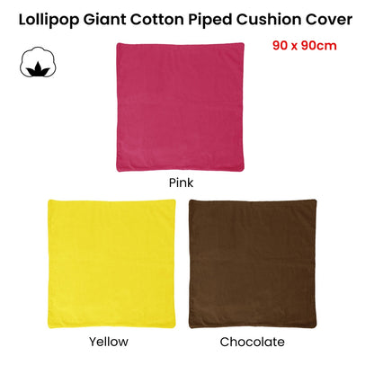 IDC Homewares Lollipop Extra Large Cotton Piped Square Cushion Cover 90 x 90 cm Chocolate Tristar Online
