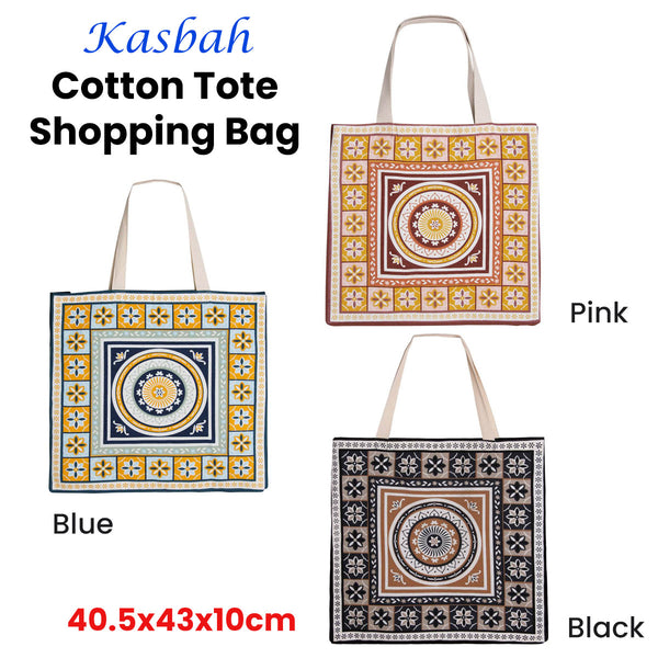 J Elliot Home Kasbah Cotton Tote Shopping Bag 40.5x43x10cm Blue Tristar Online