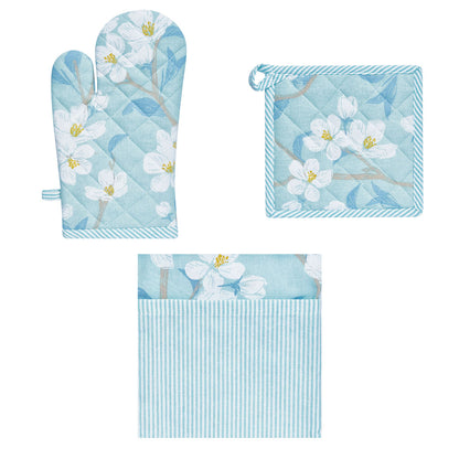 Set of 3 Renee Cotton Cover Kitchen Textile Sky Blue Tristar Online
