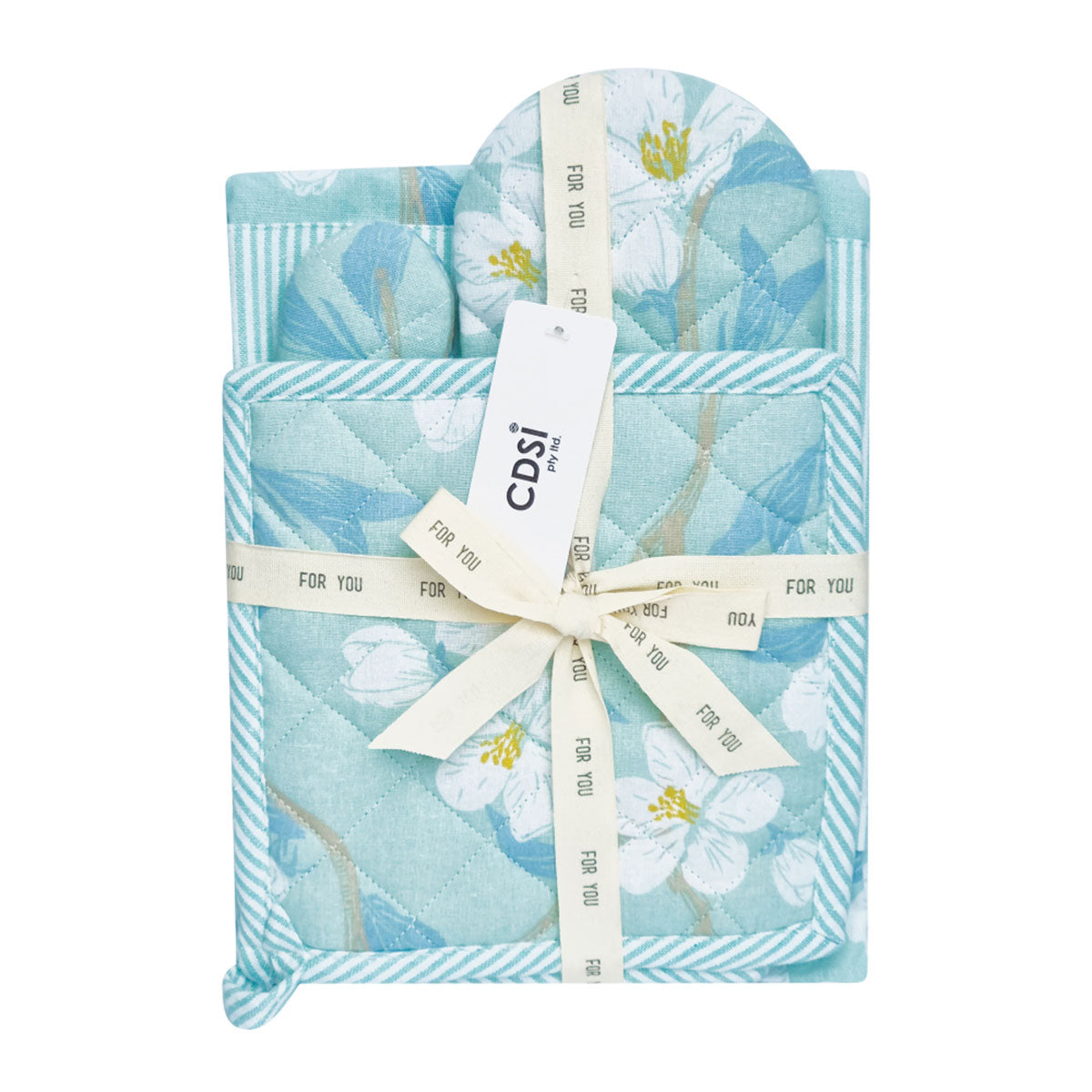 Set of 3 Renee Cotton Cover Kitchen Textile Sky Blue Tristar Online