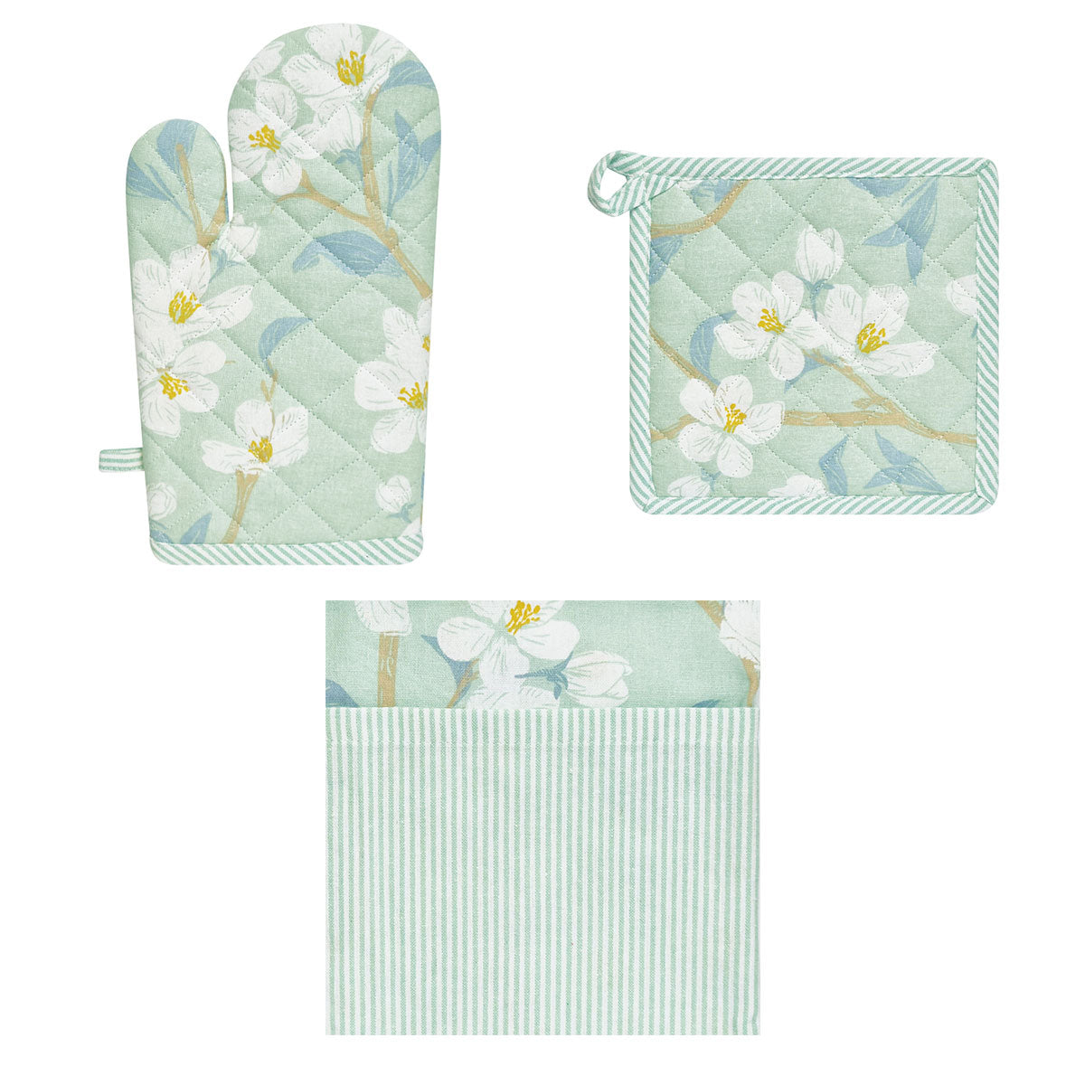 Set of 3 Renee Cotton Cover Kitchen Textile Mint Green Tristar Online