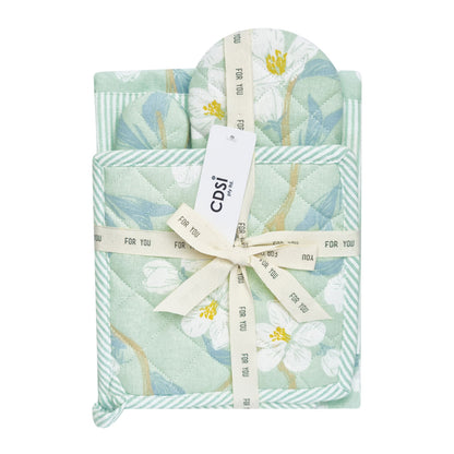 Set of 3 Renee Cotton Cover Kitchen Textile Mint Green Tristar Online