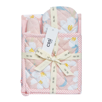 Set of 3 Renee Cotton Cover Kitchen Textile Rose Pink Tristar Online