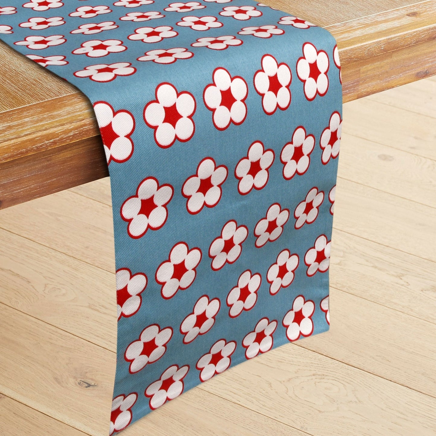 IDC Homewares 100% Cotton Printed Table Runner Cotton Bud Blue Tristar Online