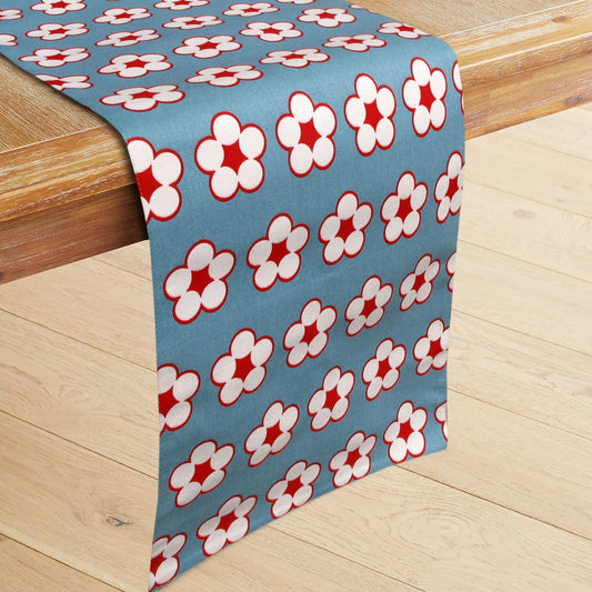 IDC Homewares 100% Cotton Printed Table Runner Cotton Bud Blue Tristar Online
