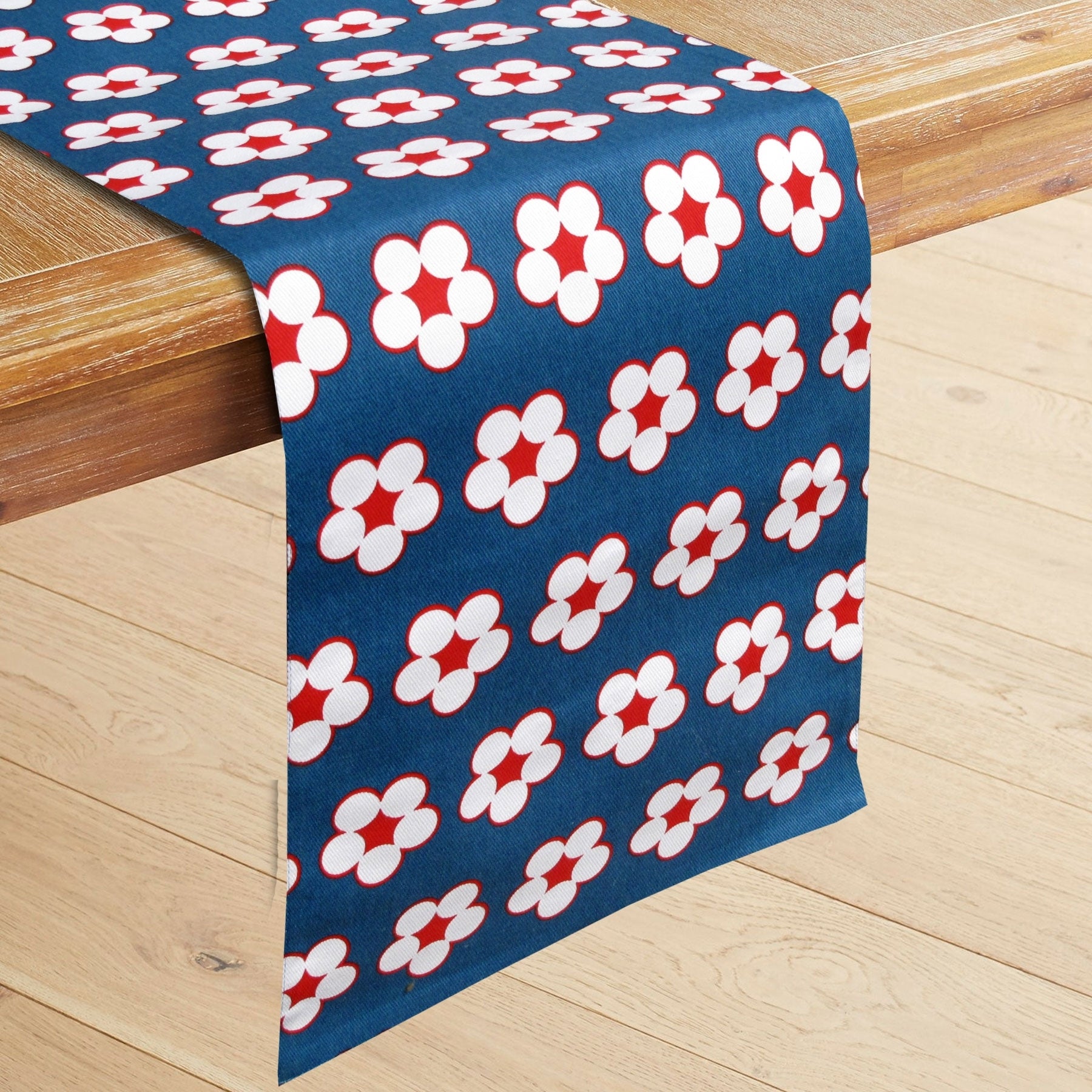 IDC Homewares 100% Cotton Printed Table Runner Cotton Bud Navy Tristar Online
