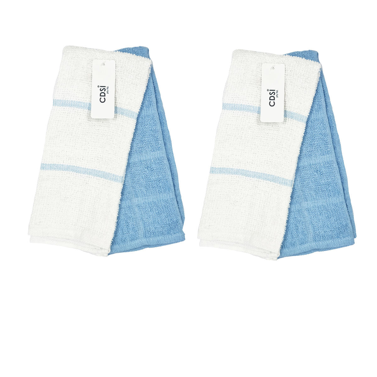 Set of 4 Rosa Cotton Rich Terry Tea Towels 42 x 62cm Light Blue Tristar Online