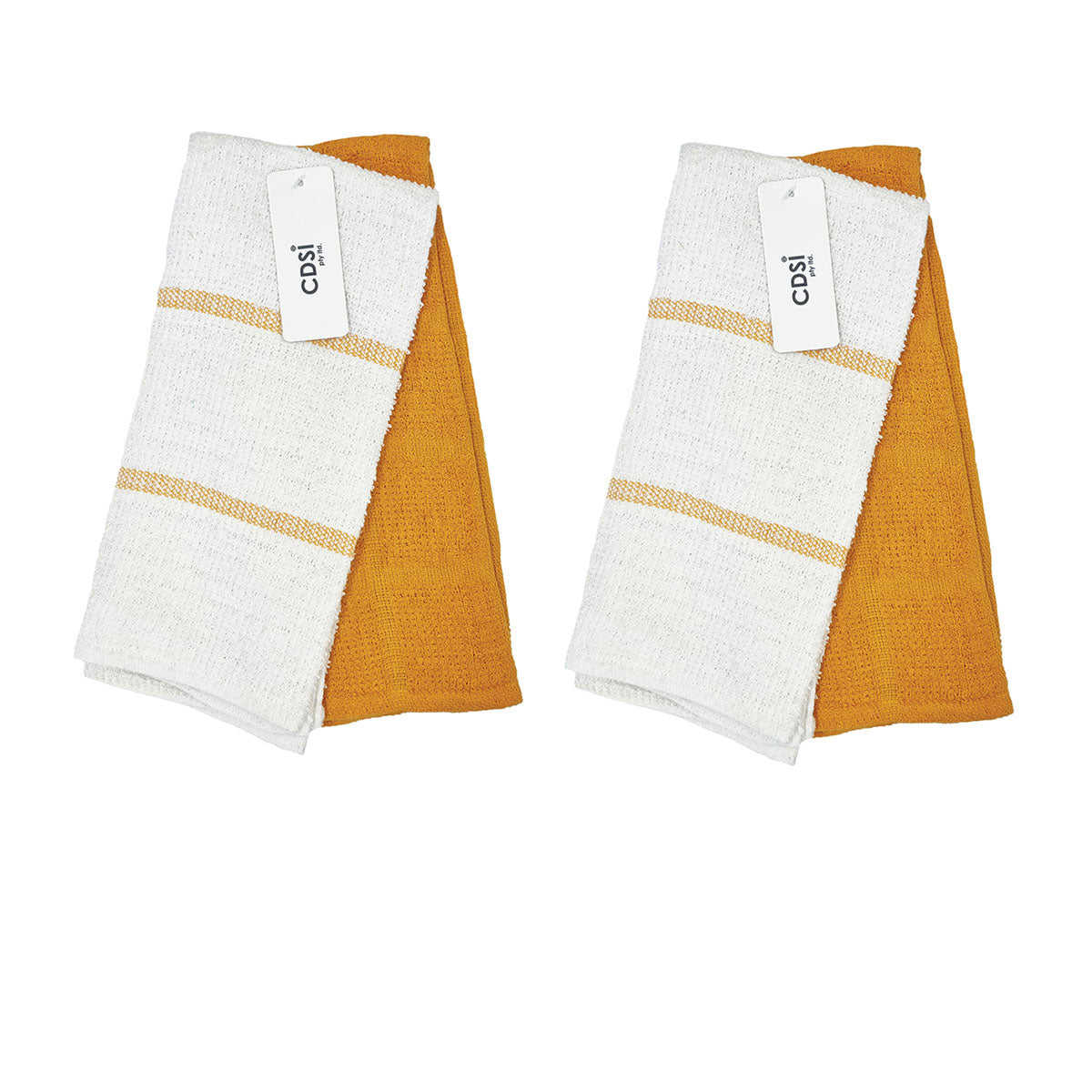 Set of 4 Rosa Cotton Rich Terry Tea Towels 42 x 62cm Mustard Tristar Online