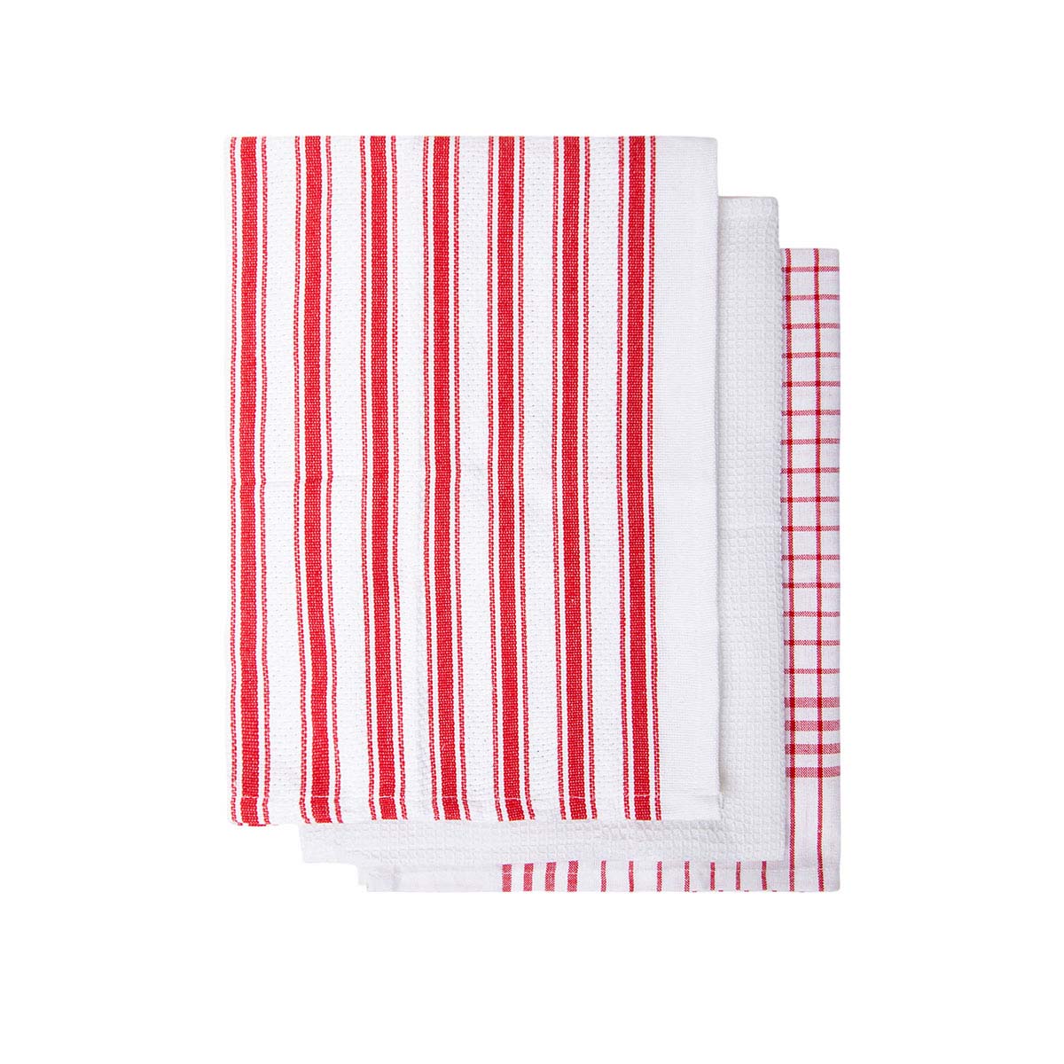 IDC Homewares Set of 3 Gardenia Cotton Tea Towels Red Tristar Online