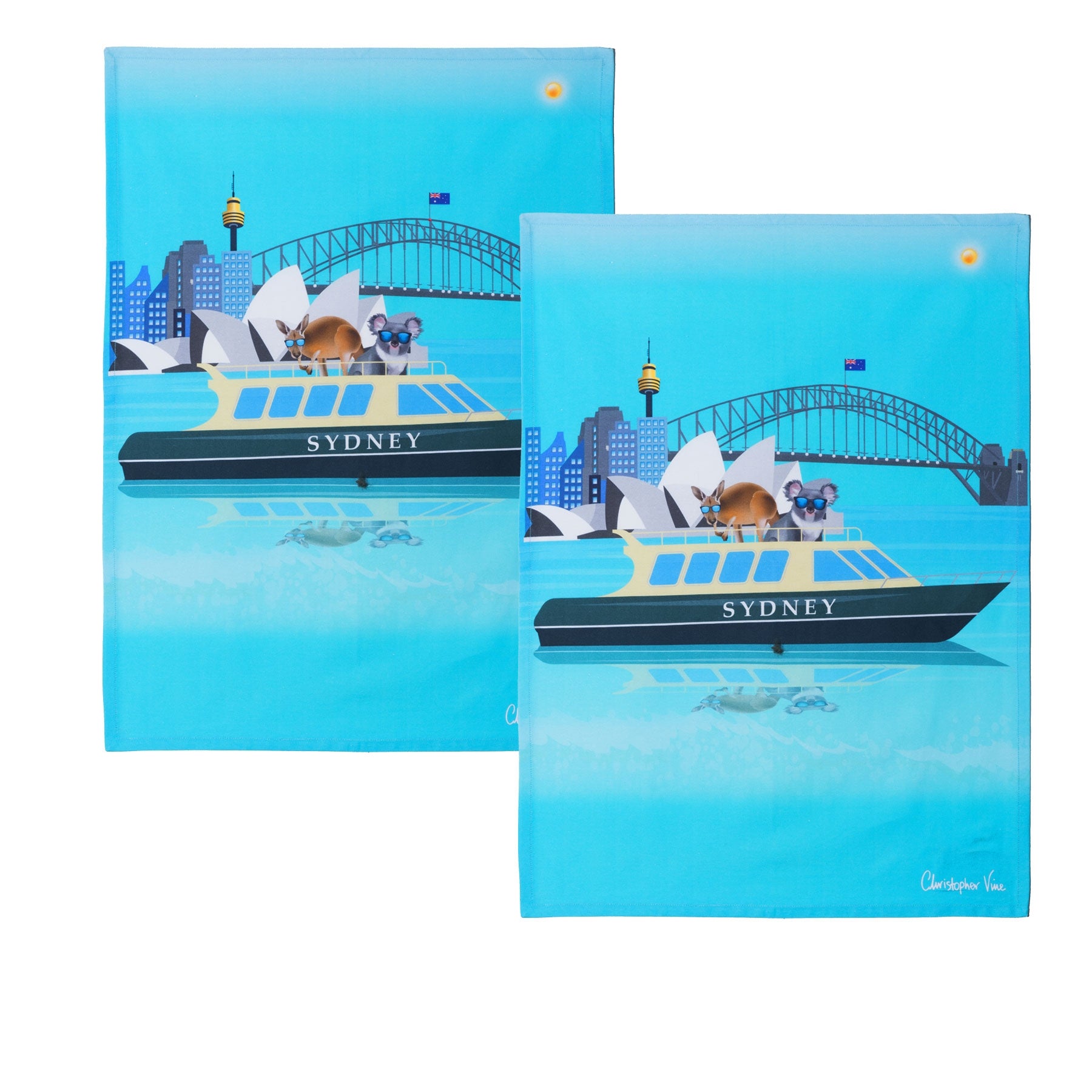 IDC Homewares Set of 2 Christopher Vine Design Tea Towels Sydney Harbour Tristar Online