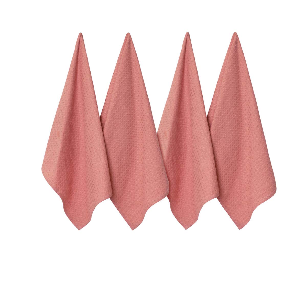 J Elliot Home Waffle Set of 4 Cotton Tea Towels 50 x 70 cm Clay Pink Tristar Online