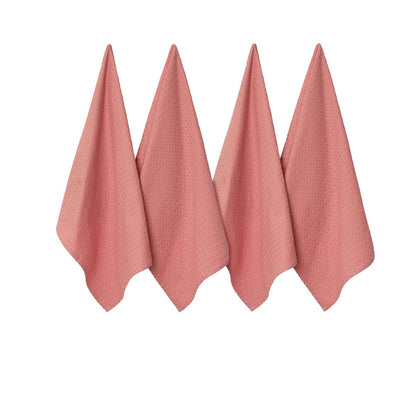 J Elliot Home Waffle Set of 4 Cotton Tea Towels 50 x 70 cm Clay Pink Tristar Online