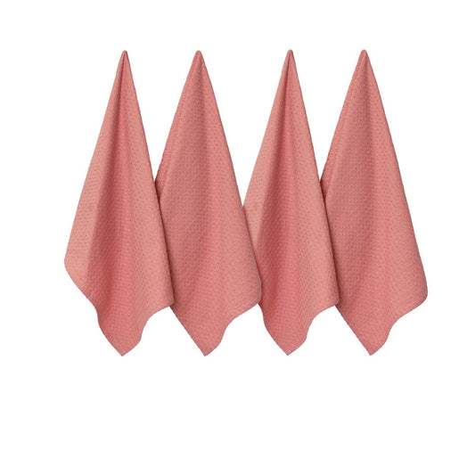J Elliot Home Waffle Set of 4 Cotton Tea Towels 50 x 70 cm Clay Pink Tristar Online