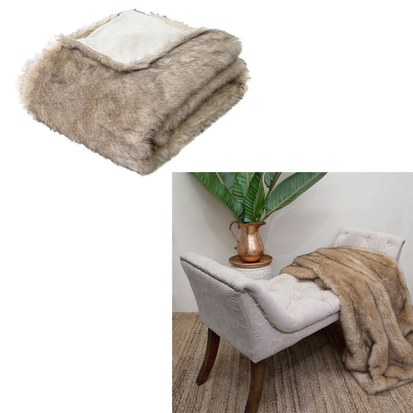 J Elliot Home Brown Fox Luxury Faux Fur Throw 130 x 160cm Tristar Online