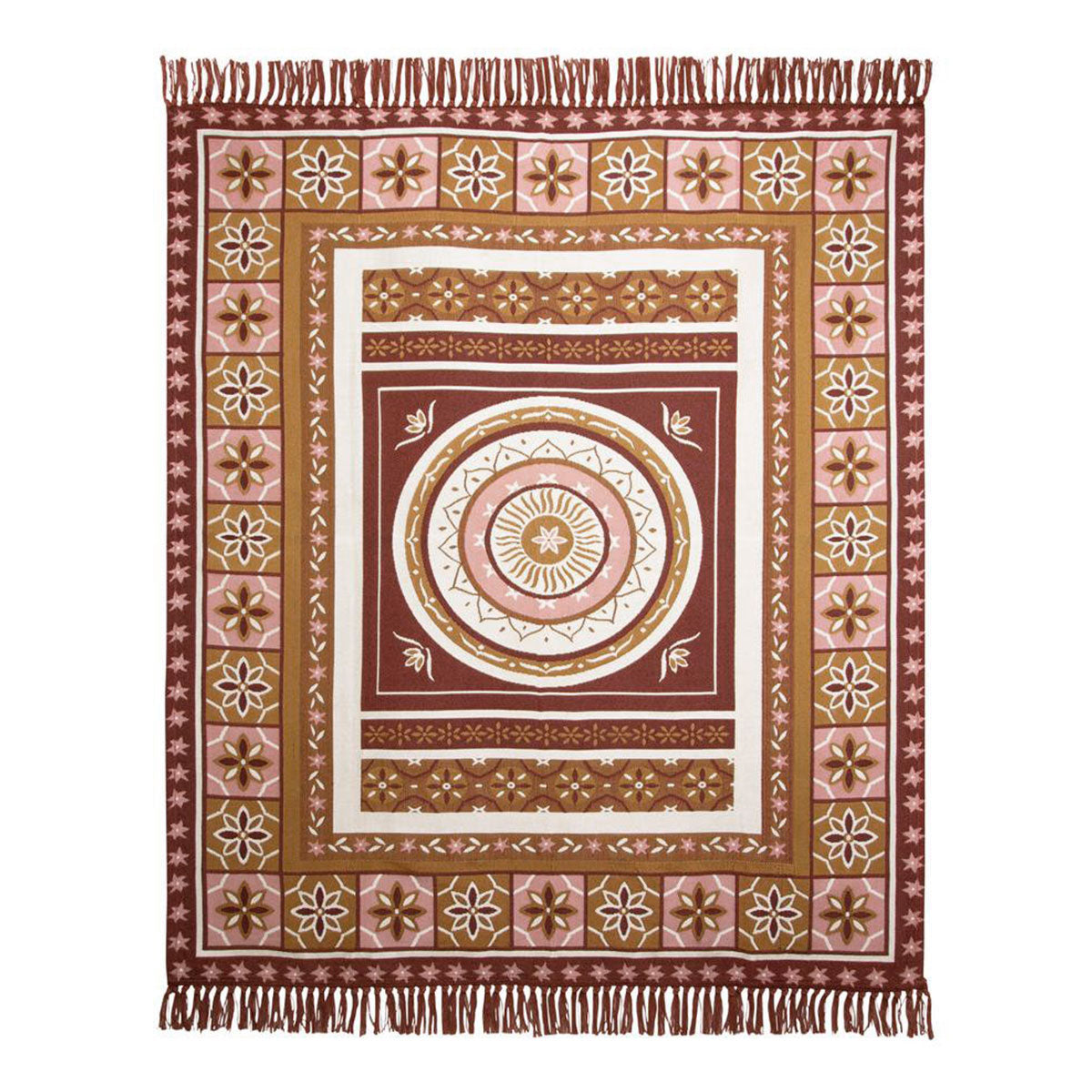J Elliot Home Kasbah Luxury Fringe Throw 130 x 160cm Pink Tristar Online