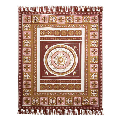 J Elliot Home Kasbah Luxury Fringe Throw 130 x 160cm Pink Tristar Online
