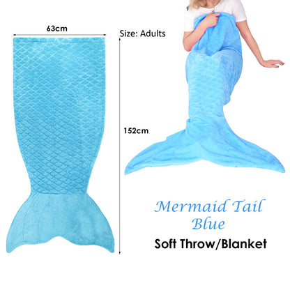 Mermaid Tail Blue Soft Blanket Throw Tristar Online
