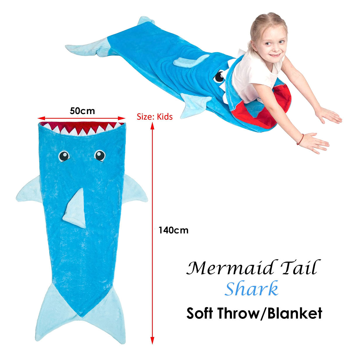 Mermaid Tail Shark Soft Blanket Throw Tristar Online