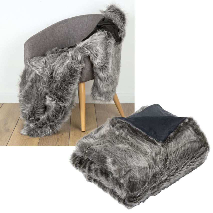 IDC Homewares Luxury Wolf Faux Fur Throw 125 x 150cm Tristar Online