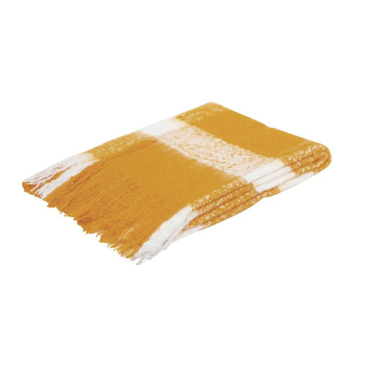 J.Elliot Home Wren Faux Mohair Throw Mustard/White Tristar Online