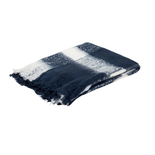J.Elliot Home Wren Faux Mohair Throw Navy/White Tristar Online