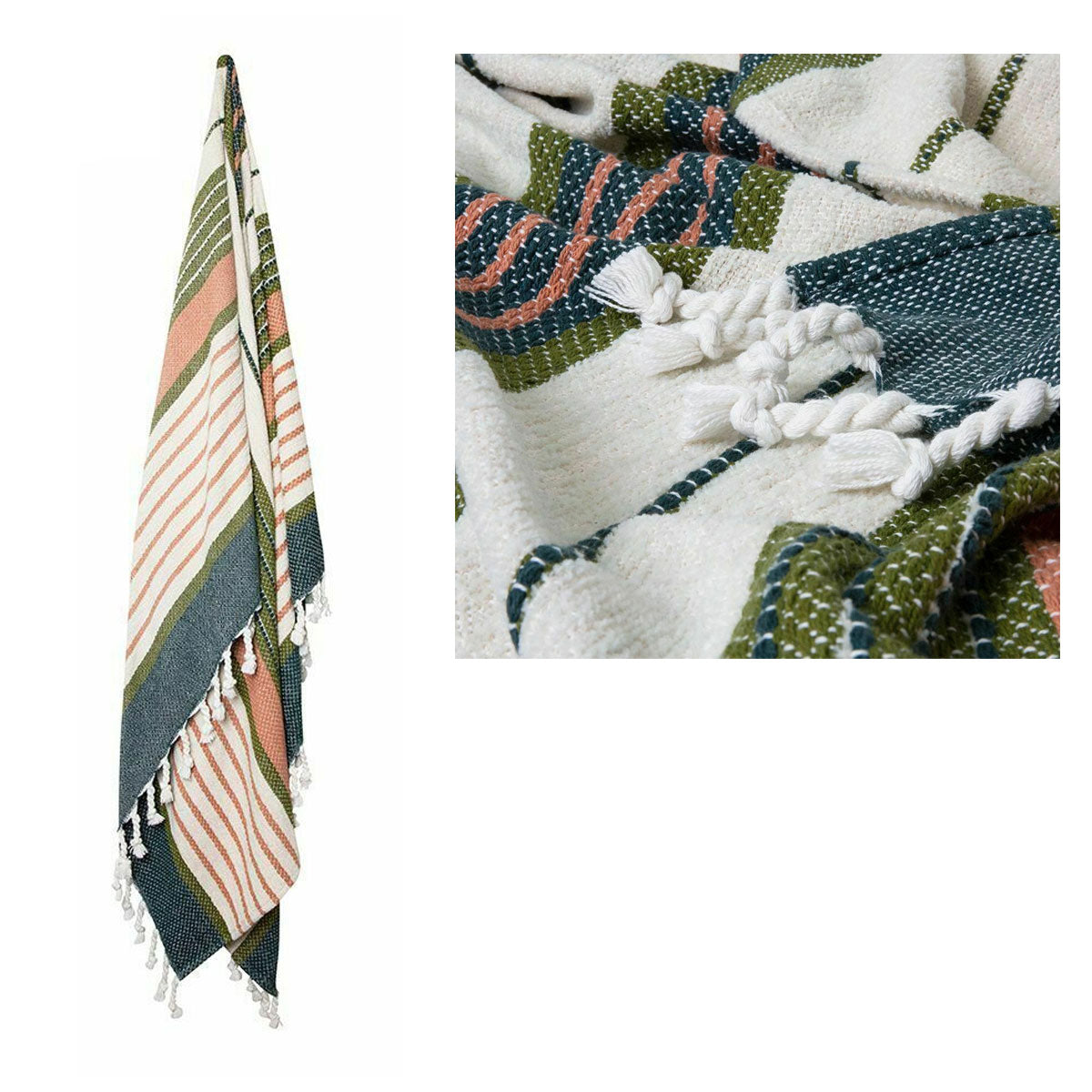 J.Elliot Home Zella Cotton Throw Rug Green Multi Tristar Online