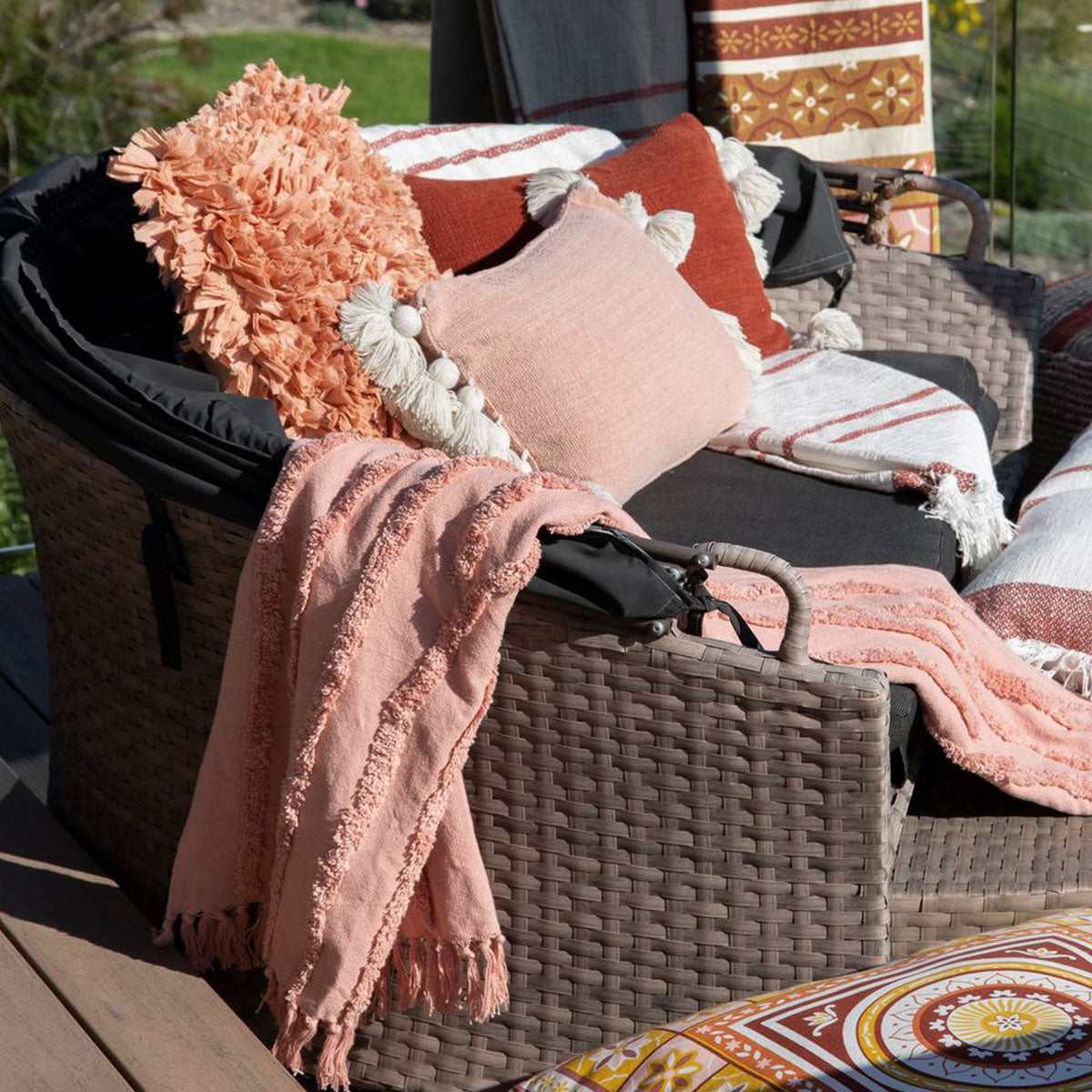 J Elliot Home Zen Luxury Fringe Throw 130 x 160cm Clay Pink Tristar Online
