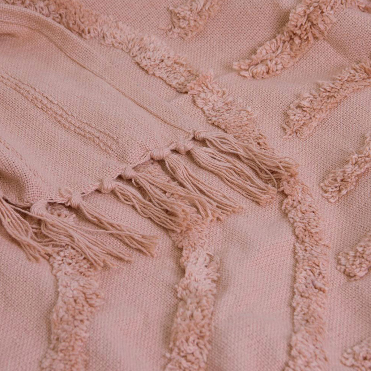 J Elliot Home Zen Luxury Fringe Throw 130 x 160cm Clay Pink Tristar Online