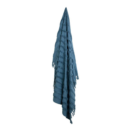 J Elliot Home Zen Luxury Fringe Throw 130 x 160cm Steel Blue Tristar Online
