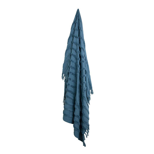 J Elliot Home Zen Luxury Fringe Throw 130 x 160cm Steel Blue Tristar Online