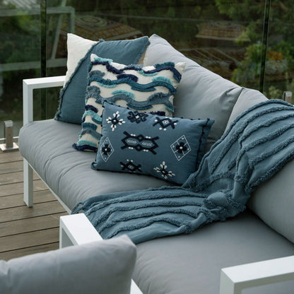 J Elliot Home Zen Luxury Fringe Throw 130 x 160cm Steel Blue Tristar Online