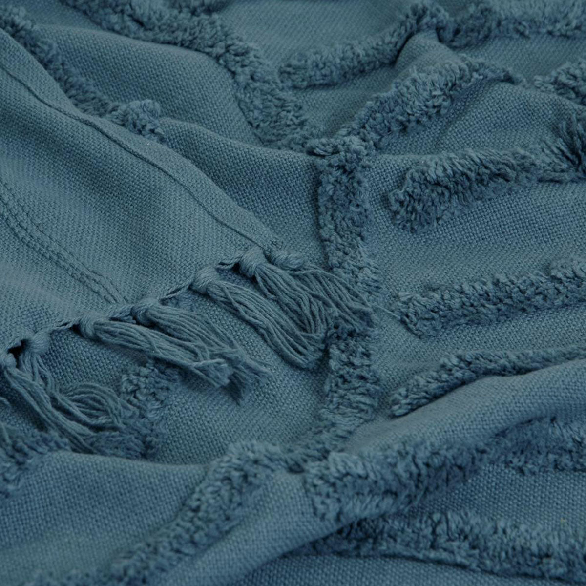 J Elliot Home Zen Luxury Fringe Throw 130 x 160cm Steel Blue Tristar Online