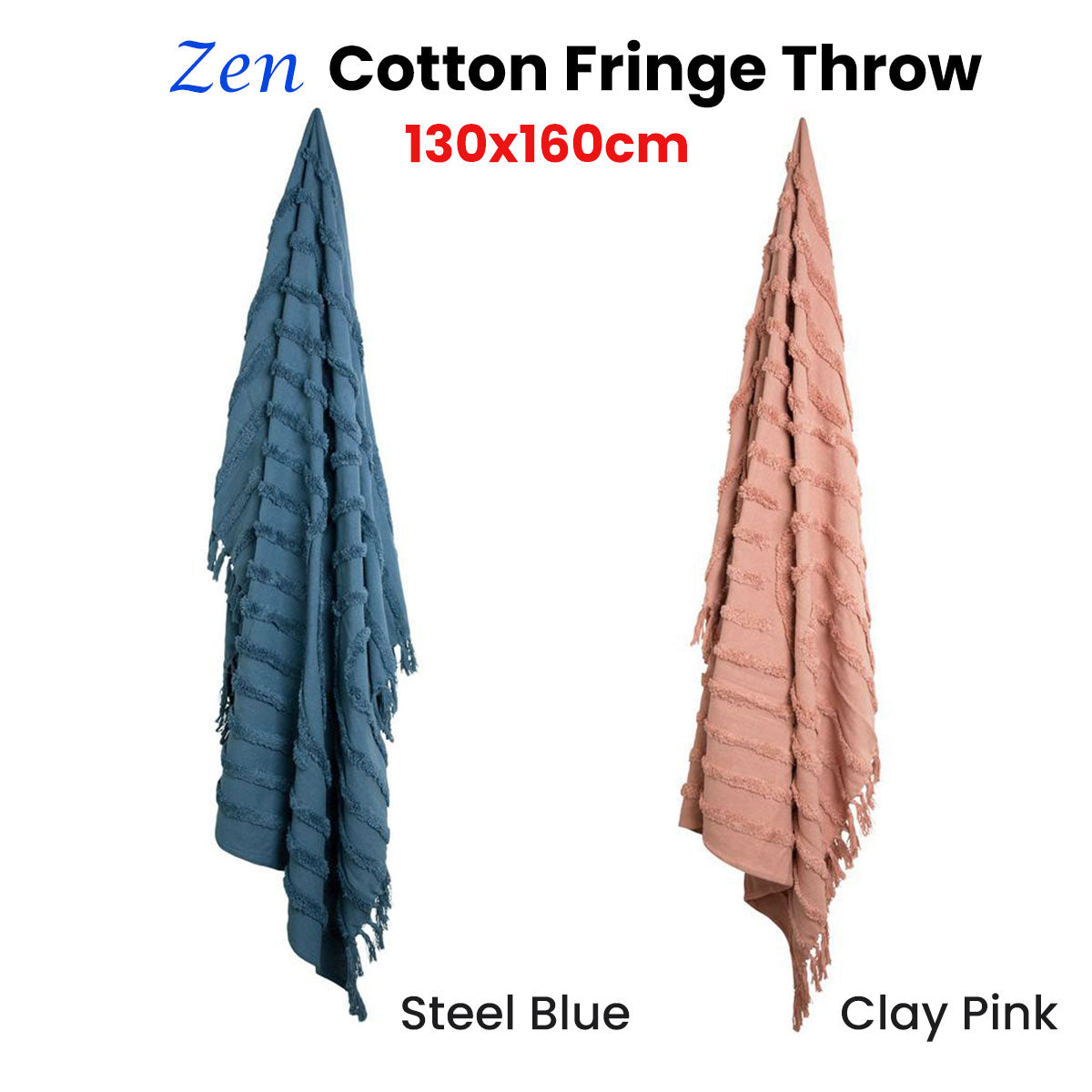 J Elliot Home Zen Luxury Fringe Throw 130 x 160cm Steel Blue Tristar Online
