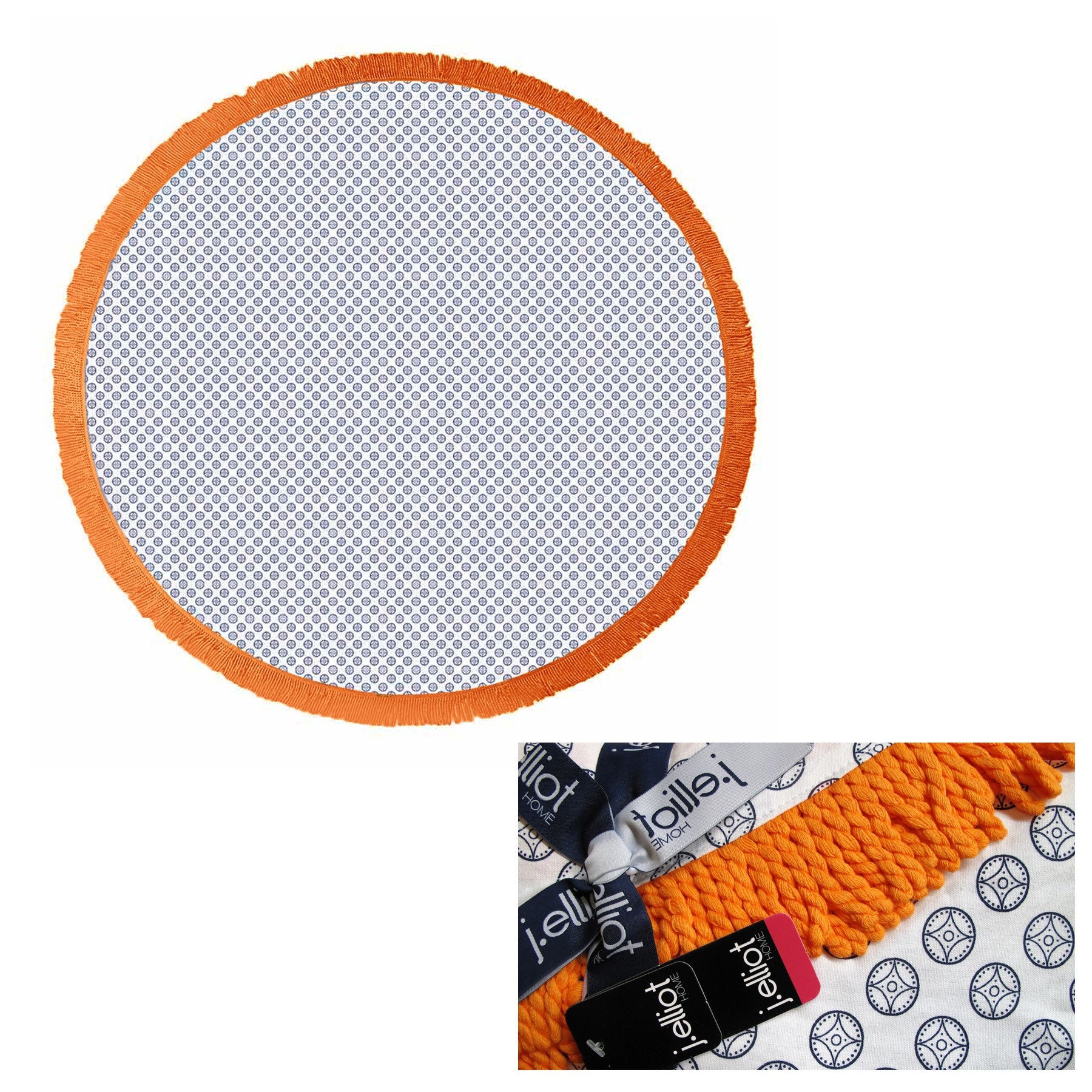 J.Elliot Home Koel Round Cotton Turkish Towel Navy/ Orange Tristar Online