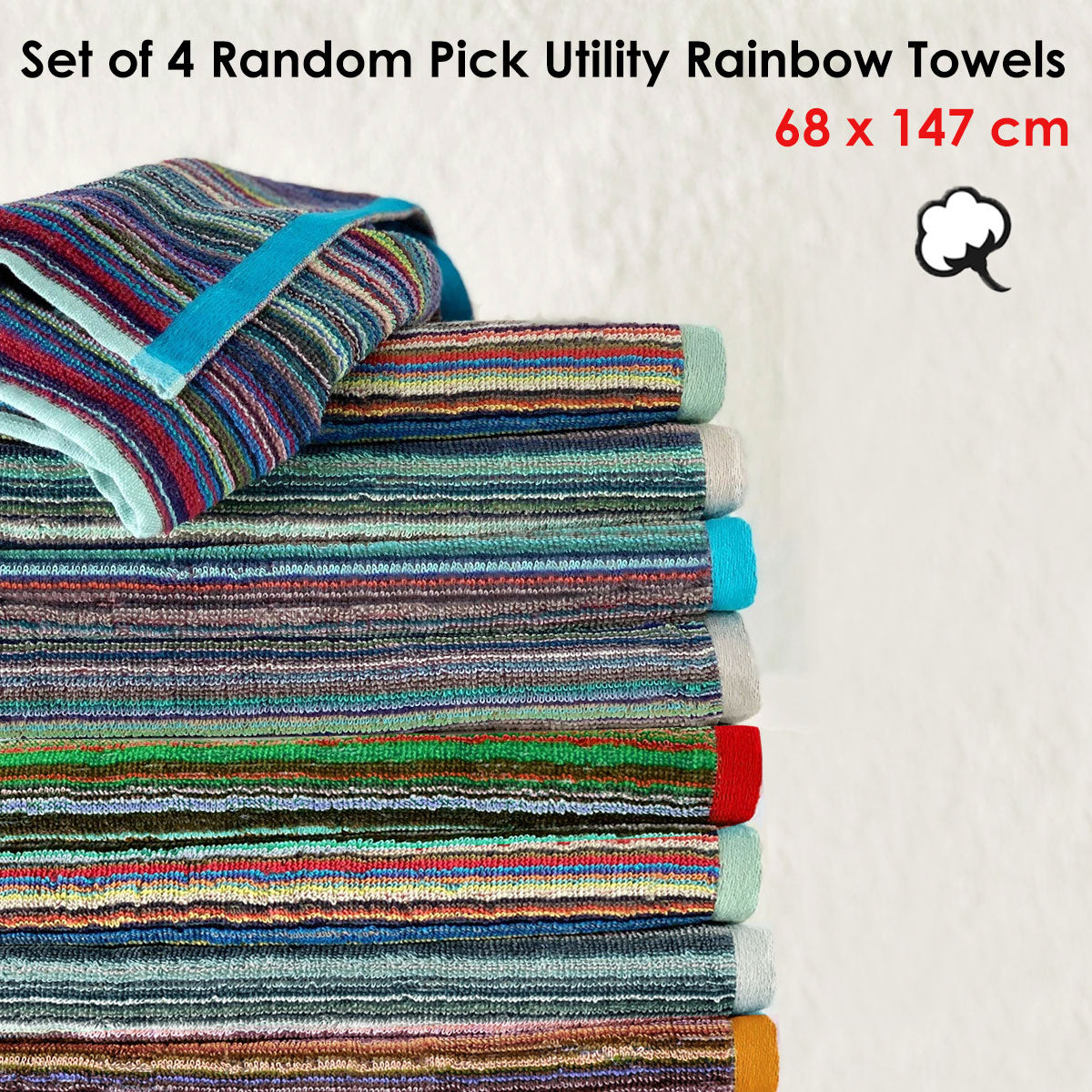 J.Elliot Home Set of 4 Random Pick Colours Utility Towels Tristar Online