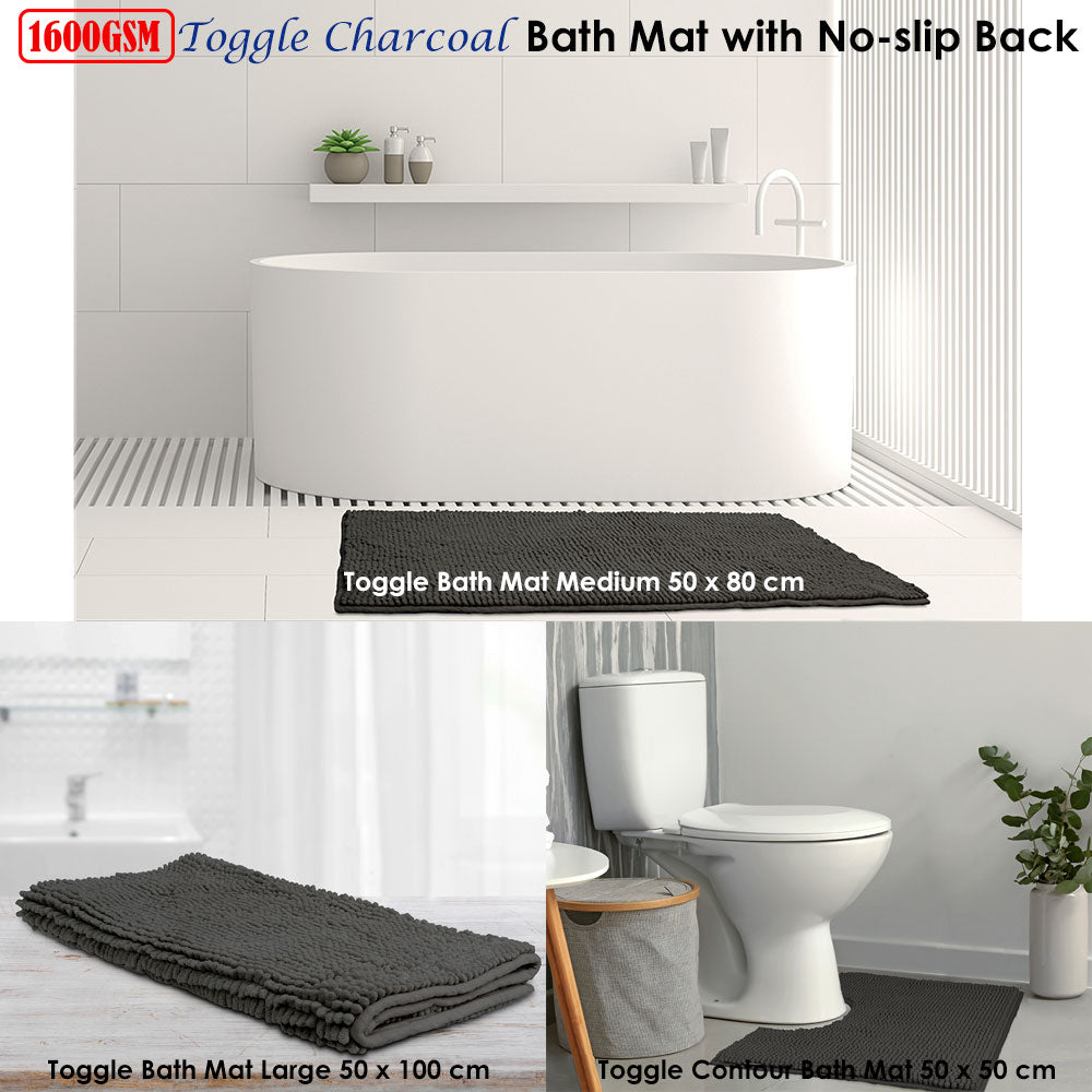 Toggle Microfiber Bath Mat Contoured Charcoal Tristar Online