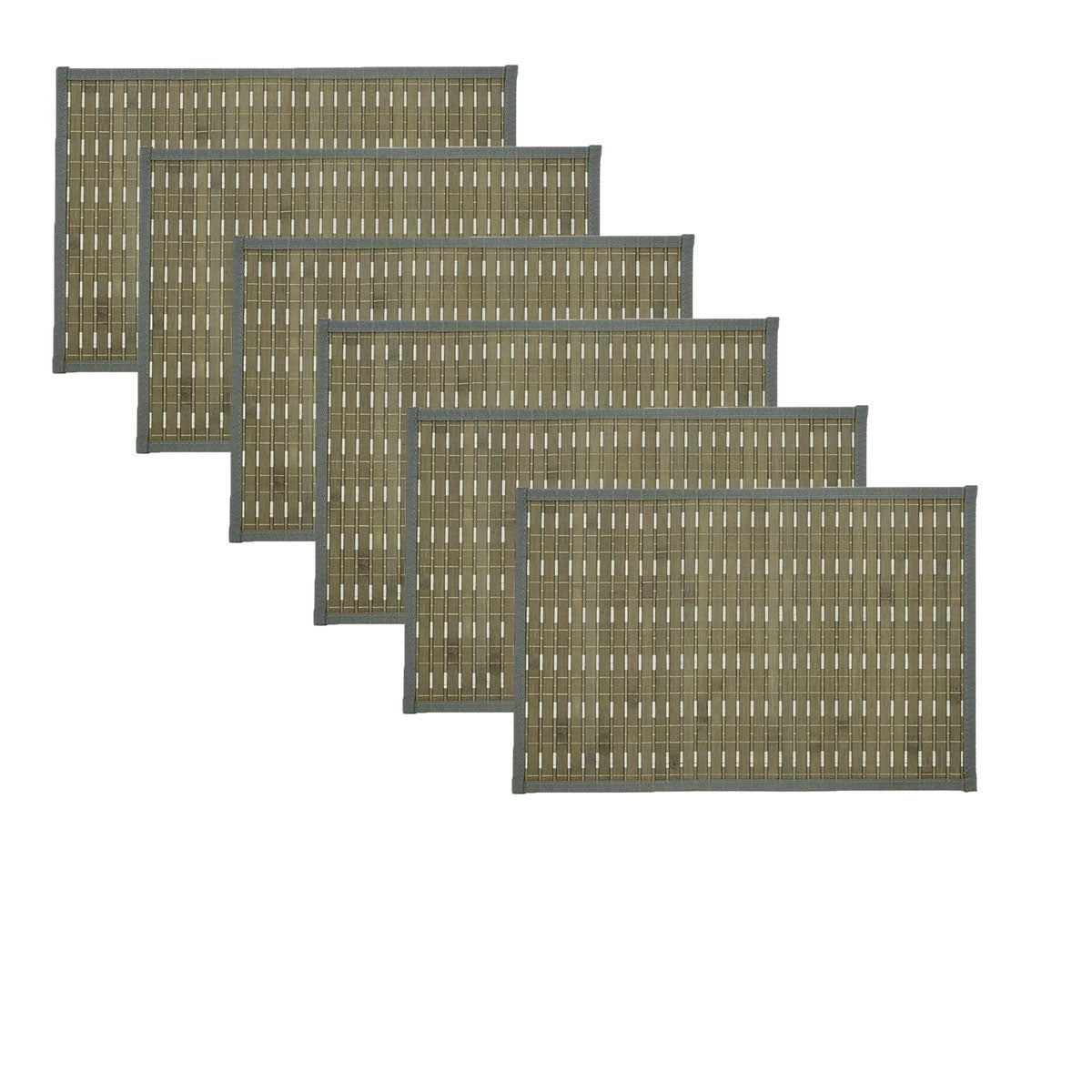 Set of 6 Streak Bamboo Table Placemats 30 x 45cm Grey Silver Tristar Online