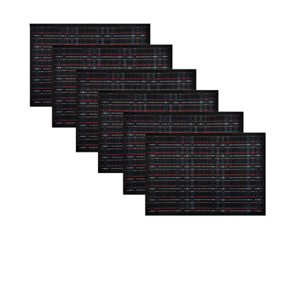 Set of 6 Multi Stitch Bamboo Table Placemats 30 x 45cm Black Tristar Online