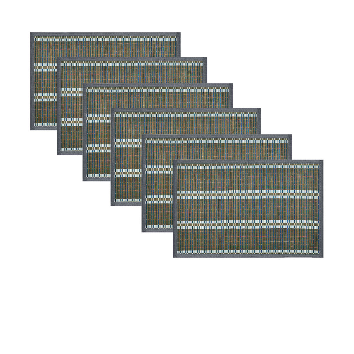 Set of 6 Victoria Bamboo Table Placemats 30 x 45cm Grey/Silver Tristar Online