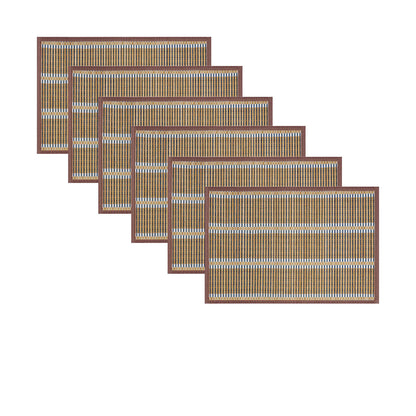 Set of 6 Victoria Bamboo Table Placemats 30 x 45cm Light Brown/Silver Tristar Online