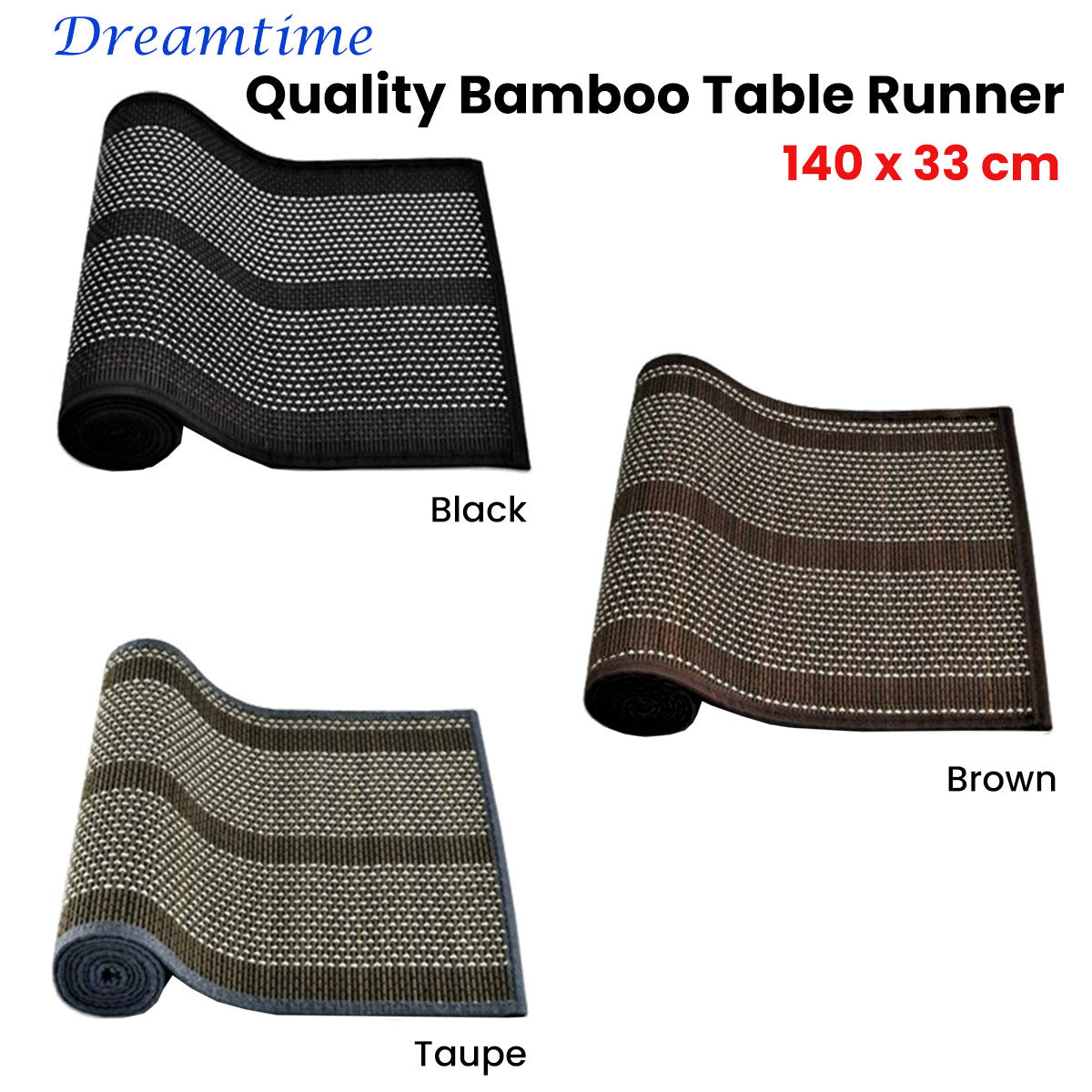 Dreamtime Bamboo Table Runner 140 x 33cm Black Tristar Online