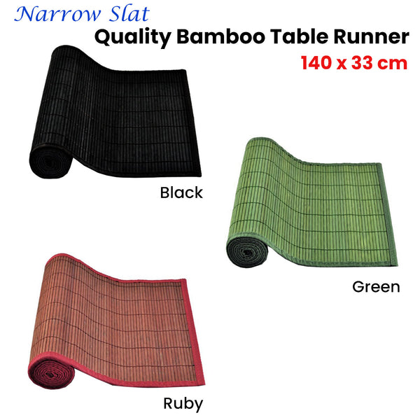 Narrow Slat Bamboo Table Runner 140 x 33cm Black Tristar Online