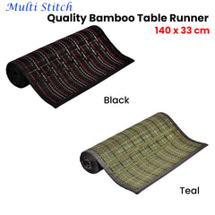 Multi Stitch Bamboo Table Runner 140 x 33cm Black Tristar Online