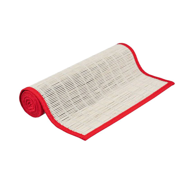 White with Red Border Bamboo Table Runner 140 x 33cm Tristar Online