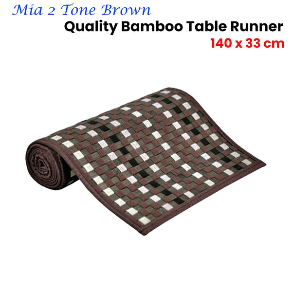 Mia 2 Tone Brown Bamboo Table Runner 140 x 33cm Tristar Online