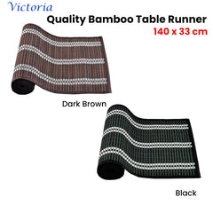 Victoria Bamboo Table Runner 140 x 33cm Black Silver Tristar Online