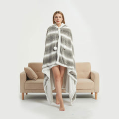 Ramesses Faux Fur Hooded Robe Grey White Stripe Tristar Online